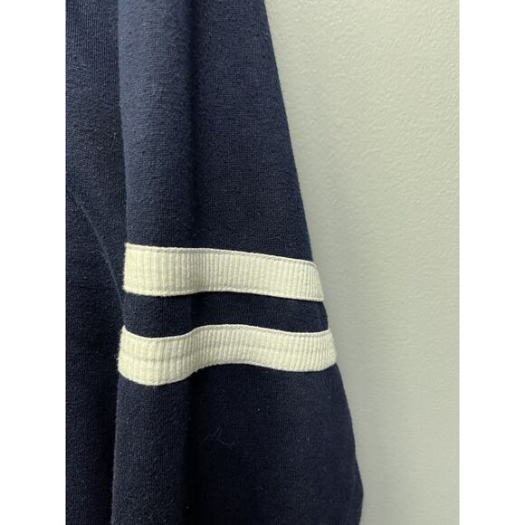 Sean John Sweater Mens XL Varsity Navy Blue button stitched Retro Cowl Neck - Picture 5 of 7